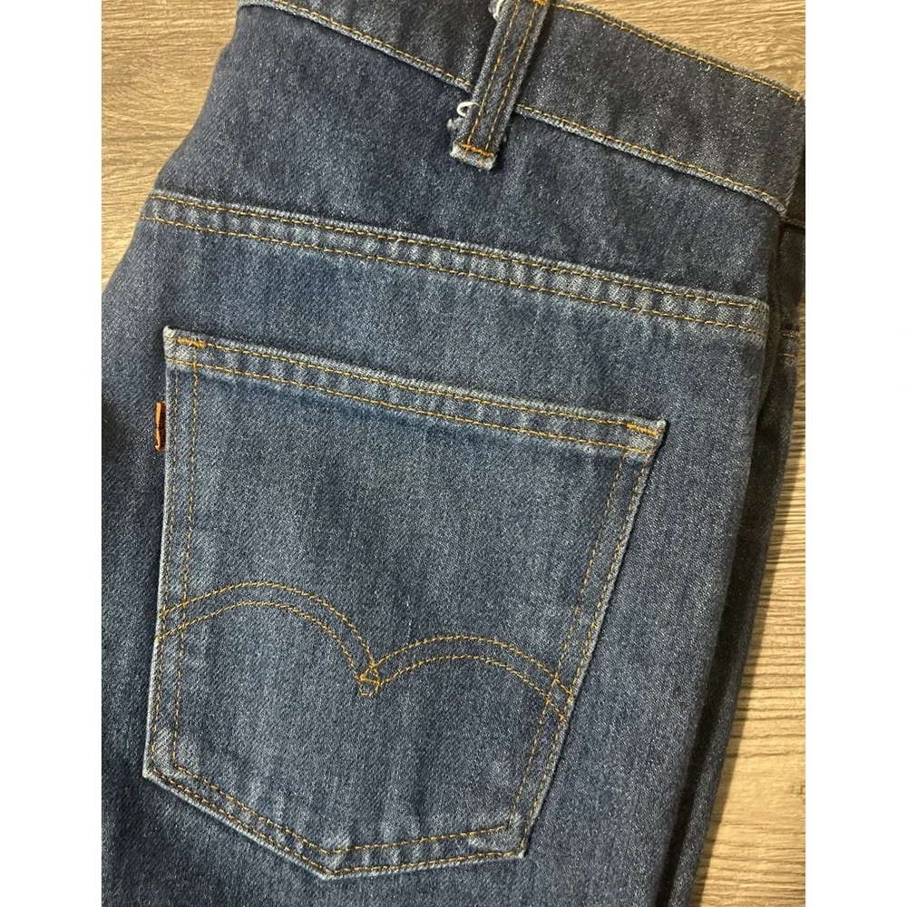 Vintage 80s Levi's 517 Boot Cut Orange Tab Dark Wash Blue Jeans Sz 34x30 (34x29)
